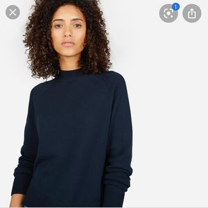 NWT Everlane Cotton Mock Neck Crop - Navy Medium